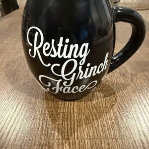 Black Ceramic Mug with 'Resting Grinch Face'